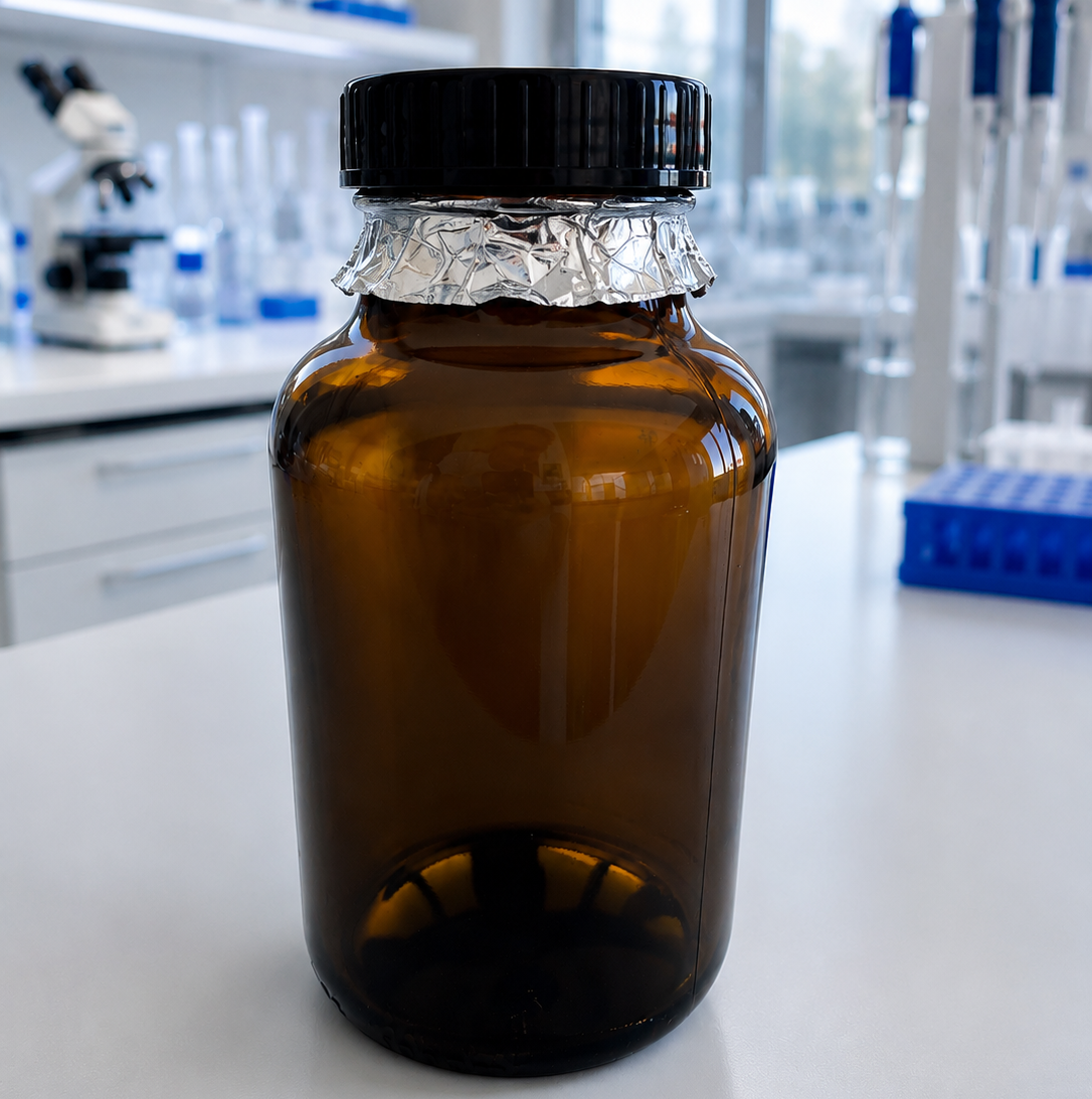 Klar2O Wasserlabor Braunglasflasche für Wasserprobe im Labor zur Trinkwasseranalyse, Probenaufbewahrung und Untersuchung von Wasserqualität und Schadstoffen
