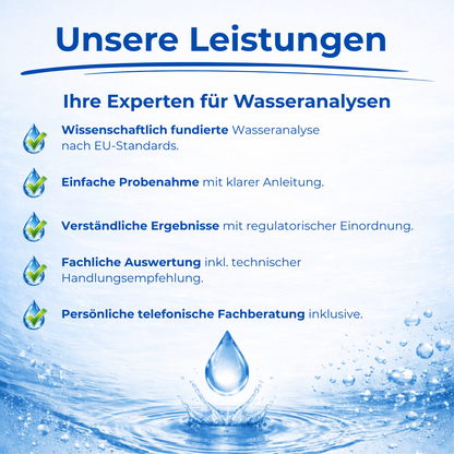 Klar2O Wasserlabor-Leistungen für wissenschaftlich fundierte Wasseranalyse nach EU-Standards mit einfacher Probenahme, verständlichen Ergebnissen und fachlicher Beratung